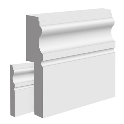 National Skirting Lisbon MDF Skirting Board Cover - 190mm x 25mm 4200mm Primed (To Cover 120mm Existing Skirting)