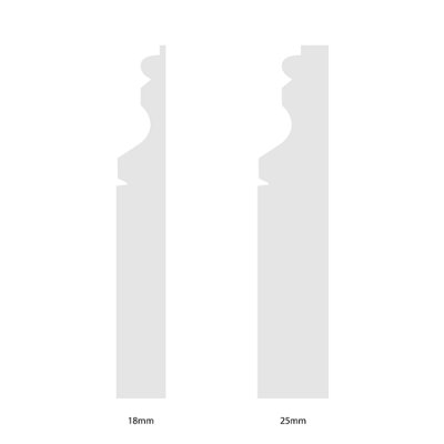 National Skirting Ogee MDF Skirting Board - 300mm x 18mm x 4200mm, Primed, No Rebate