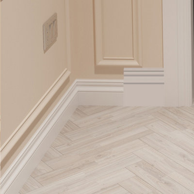 National Skirting Ogee MDF Skirting Board Cover - 200mm x 25mm 3040mm Primed (To Cover 130mm Existing Skirting)