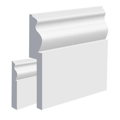 National Skirting Paris II MDF Skirting Board Cover - 140mm x 25mm 3040mm Primed (To Cover 80mm Existing Skirting)