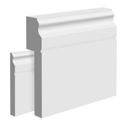 National Skirting Paris MDF Skirting Board Cover - 140mm x 25mm 3040mm Primed (To Cover 80mm Existing Skirting)