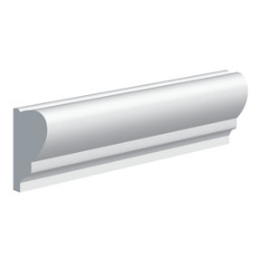 National Skirting Picture Rail MDF Wall Moulding - 45mm x 3040mm x 18mm x Primed