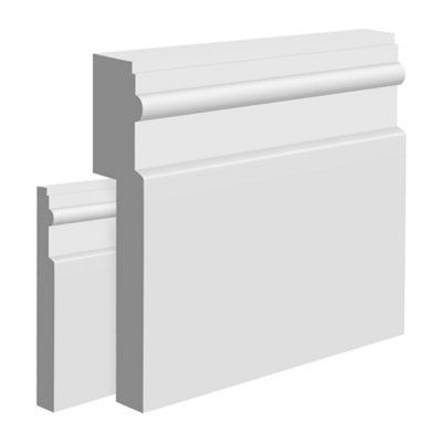 National Skirting Reed I MDF Skirting Board Cover - 140mm x 25mm 3040mm Primed (To Cover 90mm Existing Skirting)