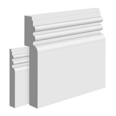 National Skirting Reed II MDF Skirting Board Cover - 140mm x 25mm 3040mm Primed (To Cover 80mm Existing Skirting)