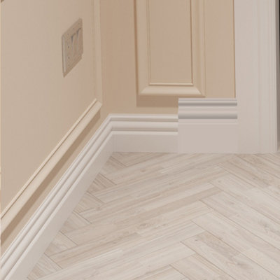 National Skirting Regency MDF Skirting Board Cover - 200mm x 25mm 3040mm Primed (To Cover 130mm Existing Skirting)