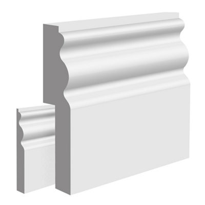 National Skirting Regency MDF Skirting Board Cover - 200mm x 25mm 4200mm Primed (To Cover 130mm Existing Skirting)