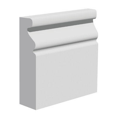 National Skirting Rounded Top Ogee MDF Skirting Board - 300mm x 18mm x 3040mm, Primed