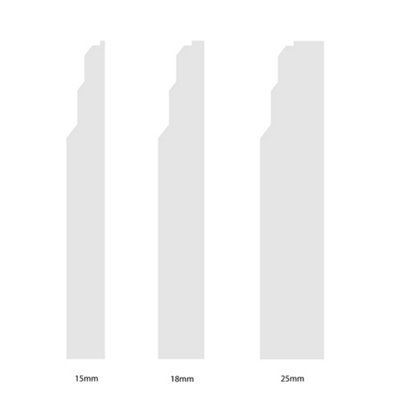 National Skirting Stepped MDF Skirting Board - 300mm x 25mm x 4200mm, Primed, No Rebate