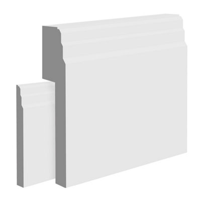 National Skirting Stepped MDF Skirting Board Cover - 120mm x 25mm 3040mm Primed (To Cover 80mm Existing Skirting)