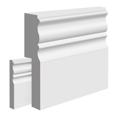 National Skirting Stockholm MDF Skirting Board Cover - 170mm x 25mm 3040mm Primed (To Cover 100mm Existing Skirting)