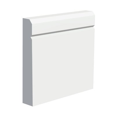 National Skirting V-Groove I MDF Skirting Board - 195mm x 18mm x 3040mm Primed, No Rebate
