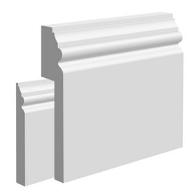 National Skirting Venice MDF Skirting Board Cover - 130mm x 25mm 3040mm Primed (To Cover 80mm Existing Skirting)