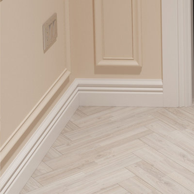 National Skirting Victorian MDF Skirting Board  - 300mm x 18mm x 3040mm, Primed, No Rebate