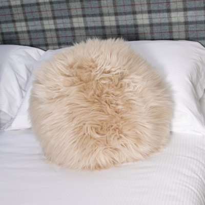 Native Natural Beige Round Sheepskin Cushion