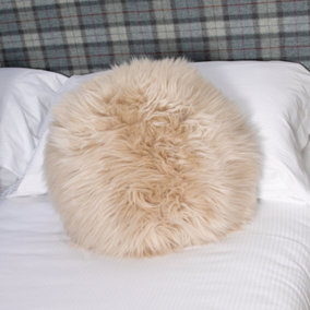 Native Natural Beige Round Sheepskin Cushion