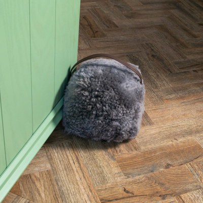 Native Natural Grey Sheepskin Doorstop