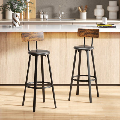 NATO SET OF 2 RUSTIC BROWN AND BLACK INDUSTRIAL STEEL FRAME BAR STOOLS ...