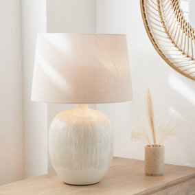 Natural and Cream Textured Ceramic Table Lamp