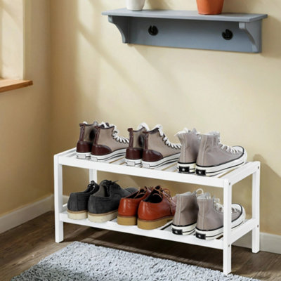 Natural Bamboo 2-Tier Shoe Rack, Shelf for Shoes Plants Books, for ...