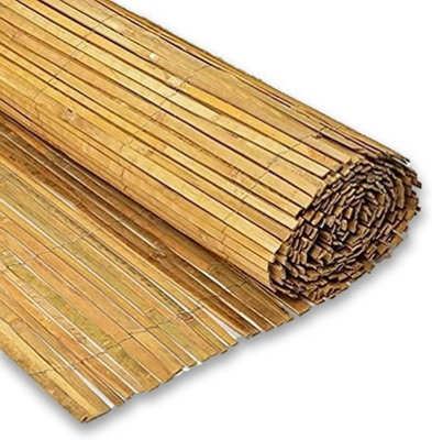 Natural Bamboo Slat Screening Roll, Garden Privacy Sunscreen, 4m Wide Fence Panels (H2m x W4m)