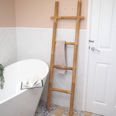 Natural Bamboo Towel Ladder with 4 Rungs Bamboo Towel Rack for — free download