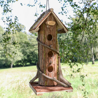 Natural Bark Three Tier Bird House Nesting Box Decorative Garden Wood Bird Nesting Box Price Comparisons | Compare The Build