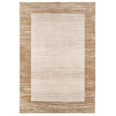 Natural Beige Distressed Bordered Area Rug 160x230cm