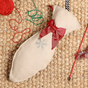 Natural Beige Pet Cat Fish Xmas Gift Decoration Christmas Stocking