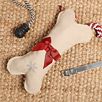 Natural Beige Pet Dog Bone Xmas Gift Decoration Christmas Stocking