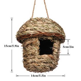 Natural BlackGrass Weaving Pet Birdhouse Gardening Decorative Birdhouse