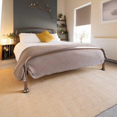 Natural Border Herringbone Jute Area Rug 200x290cm