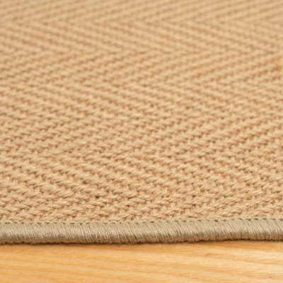 Natural Border Herringbone Jute Area Rug 200x290cm