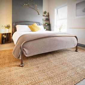 Natural Brown Woven Jute Area Rug 120x170cm