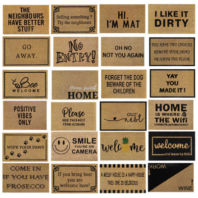 Natural Coir 60cm x 40cm heavy duty doormats with rubber base with humourous message (prosecco) - 4