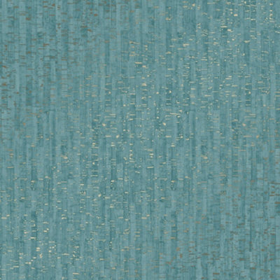 Natural Cork Wallpaper In Teal