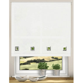 Natural Easy Fit Trimmable Square Eyelet Roller Blinds 165cm Drop 120cm Wide