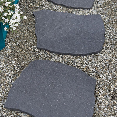 Natural Effect Reversible Stepping Stones Eco-Friendly, Ornamental Recycled Rubber for Garden, Path & Patio x8