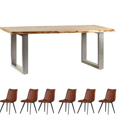 Natural Essential Large Dining Table Set With 6 Chairs | DIY at B&Q