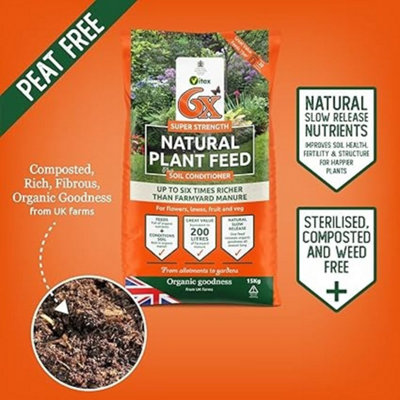 Natural Fibrous Fertiliser 15Kg Organic Garden Soil Enricher