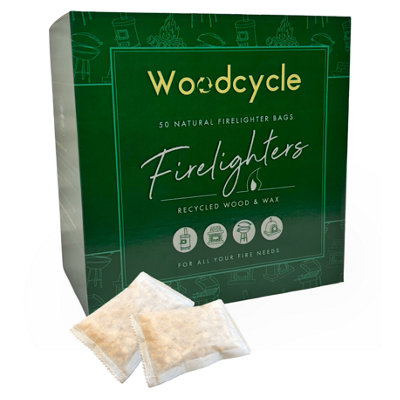 Natural Firelighter Bags - 50 Recycled Wood Firelighter Tea Bags