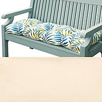 Natural Garden Bench Cushion - Comfortable Outdoor Summer Seat Pad with Polyester Filling & Cotton Cover - H7 x W110 x D46cm