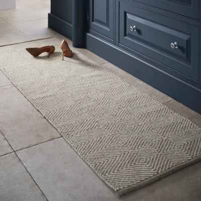 Natural Geometric Wool Modern Geometric Handmade Rug for Living Room ...