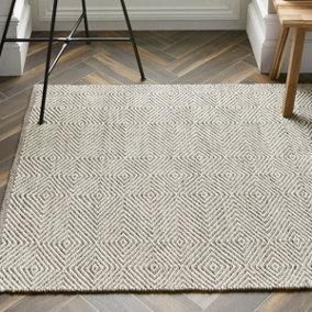 Natural Geometric Wool Modern Geometric Handmade Rug for Living Room and Bedroom-160cm X 230cm