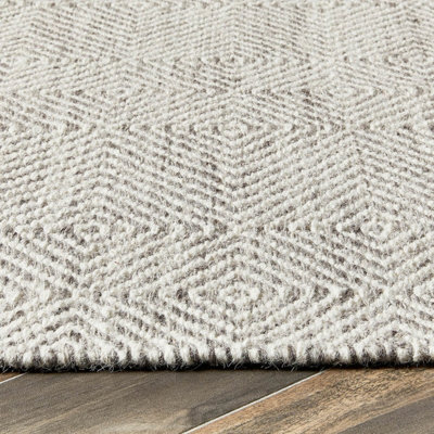 Natural Geometric Wool Modern Geometric Handmade Rug for Living Room and Bedroom-67cm X 200cm