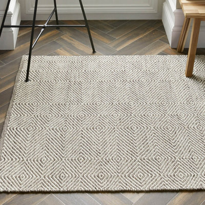 Natural Geometric Wool Modern Geometric Handmade Rug for Living Room and Bedroom-80cm X 150cm