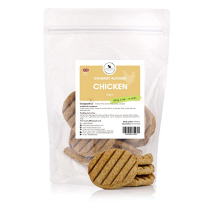 View of Natural Gourmet Burgers Chicken (10pcs) British Made & Grain Free Dog's Treat