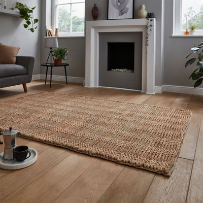 Natural Handmade Modern Striped Rug Easy to clean Living Room and ...