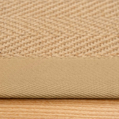 Natural Jute Beige Cotton Border Area Rug 80x150cm