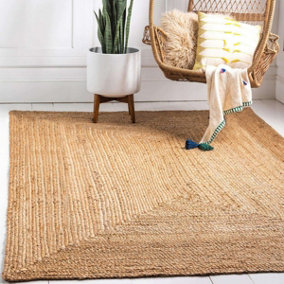 Natural Jute Easy to Clean Modern Plain Rug for Living Room, Bedroom - 60cm X 90cm