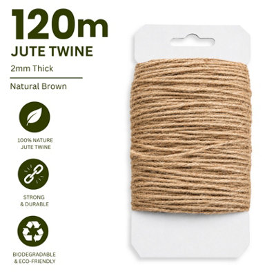 Natural Jute Twine 120m x 2mm Strong Brown Garden String for Plant Ties ...